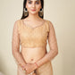 Rajwada Beige Embellished Net Saree With Unstitched Blouse For Women