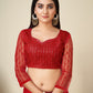 Rajwada Red Embellished Net Saree With unstitched Blouse For Women