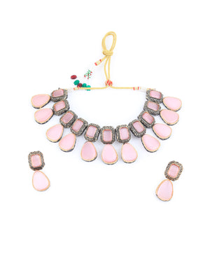 Rajwada Women Pink Choker Jewellery Set
