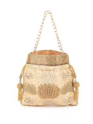 Rajwada Women Golden Bright Potli Bag