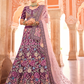 Rajwada Women Purple Crepe Semi Stitched Lehenga With Unstitched Blouse