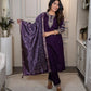Rajwada Deep Purple Silk Blend Embroidered Kurta Set For Women