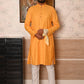 Rajwada Yellow Woven Cotton Polyester Kurta Set For Men