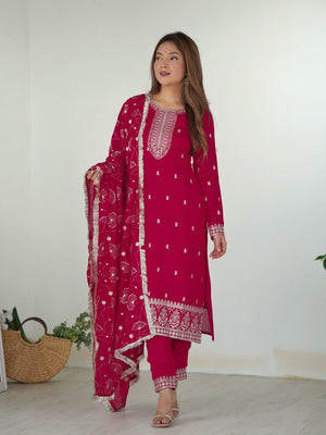 Rajwada Pink Silk Blend Embroidered Kurta Set For Women