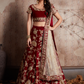 Rajwada Women Maroon Embroidered Semi Stitched Lehenga With Unstitched Blouse