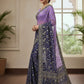 Rajwada Purple And Blue Georgette Embellished Solid Saree For Women