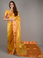 Yellow Tissue Woven Saree With Unstitched Blouse