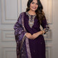 Rajwada Deep Purple Silk Blend Embroidered Kurta Set For Women
