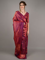 Purple Silk Blend Woven Saree With Unstitched Blouse