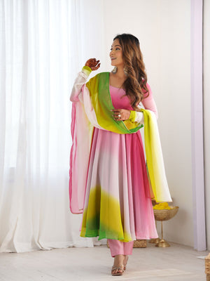Rajwada Multicolour Georgette Printed Stitched Kurta Set For Women