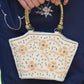 Rajwada White Embroidered Clutch Bag For Women