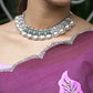 Rajwada White and Green Gemstone Embellished Necklace Set for Women