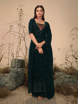 Rajwada Women Classy Teal Georgette Stitched Salwar Suit