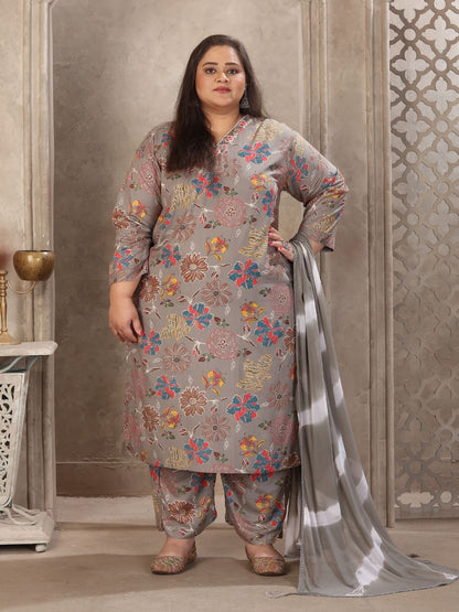 Rajwada Olive Green Rayon Printed Kurta Set For Women