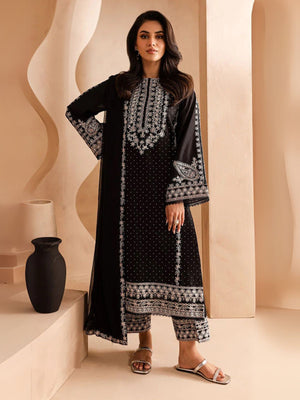 Rajwada Black Georgette Embroidered Semi-Stitched Kurta Set For Women