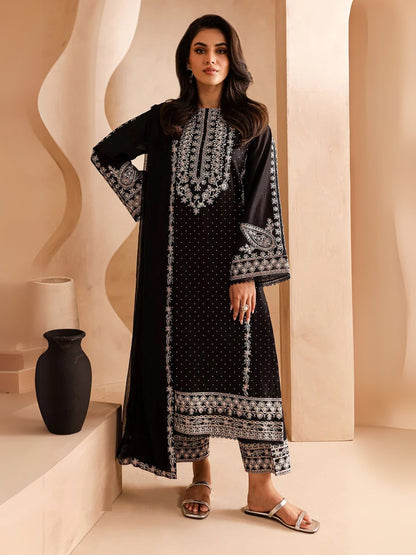Rajwada Black Georgette Embroidered Semi-Stitched Kurta Set For Women