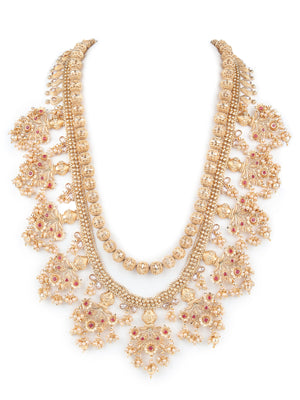 Rajwada Gold Pearl and Faux Stone Embellished Jewellry Set for Women