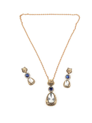 Rajwada White And Blue Alloy Jewellery Set For Women
