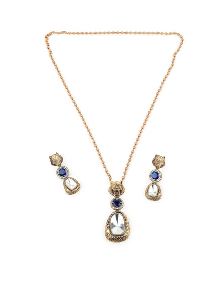 Rajwada White And Blue Alloy Jewellery Set For Women