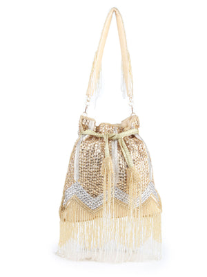 Rajwada Women Gold And Sliver Designer Potli Bag