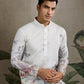 Rajwada White Viscose Silk Embroidered Stitched Kurta For Men