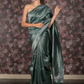 Rajwada Dark Green Woven Silk Blend Saree With Unstitched Blouse For Women
