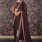 Rajwada Burgundy Georgette Embroidered Saree With Stitched Blouse For Women