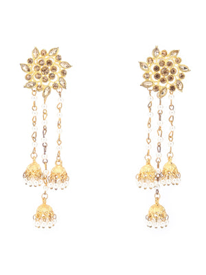 Rajwada White And Gold Dangler Earring For Women