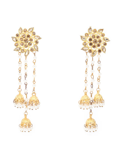 Rajwada White And Gold Dangler Earring For Women