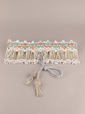 Rajwada Women White Beads Waist Belt