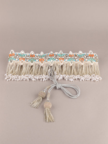 Rajwada Women White Beads Waist Belt