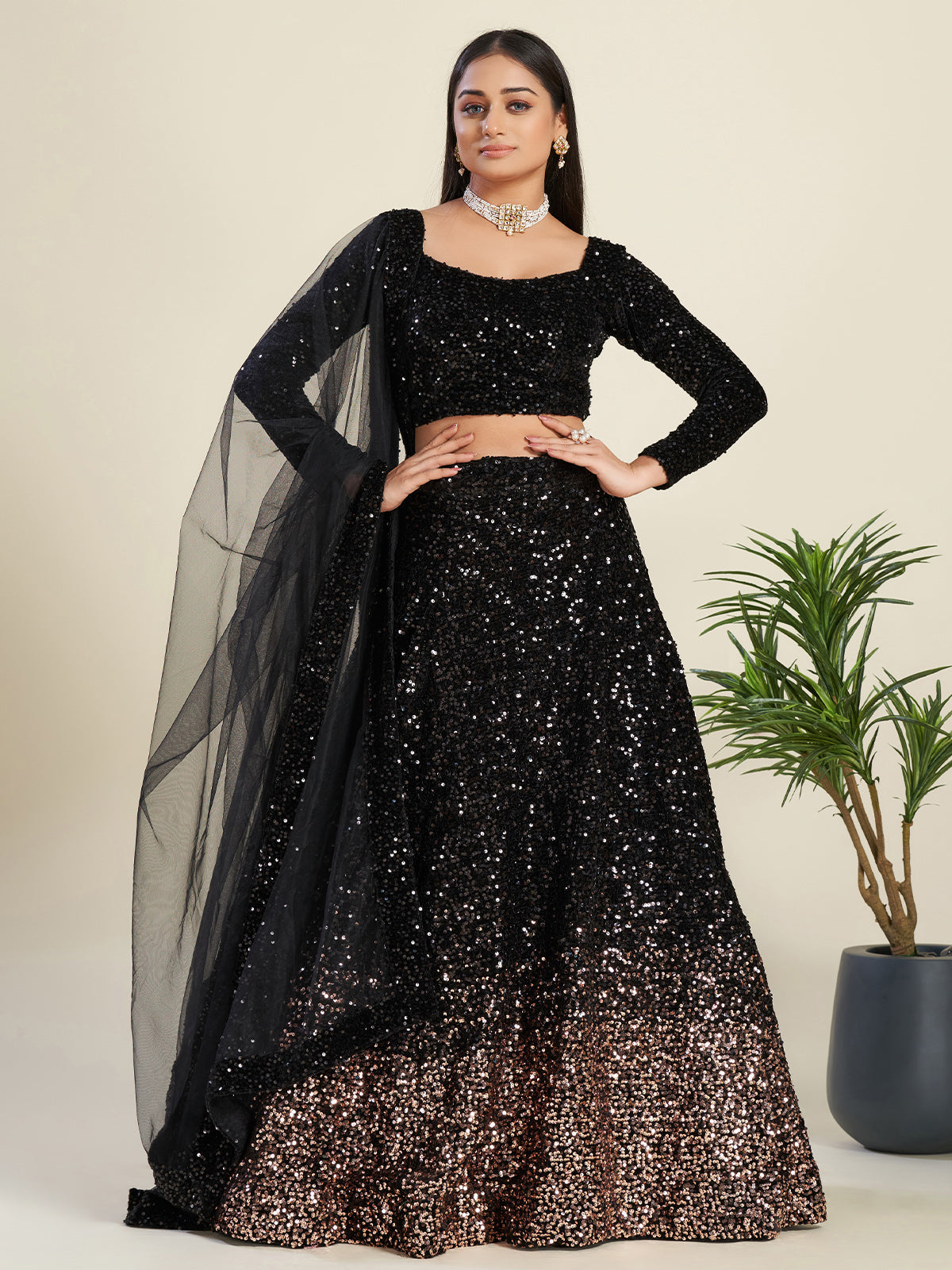 Rajwada - Black Sequins Lehenga