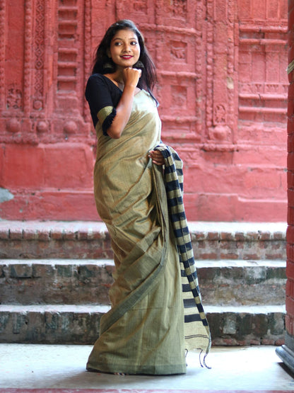 Rajwada Green Cotton  Saree  With Unstitched Blouse for Women
