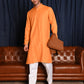 Rajwada Mustard Solid Cotton Polyester Kurta Set For Men