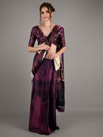 Multicolor Silk Blend Digital Floral Print Saree With Unstitched Blouse