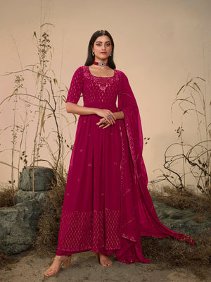 Rajwada Women Classy Pink Georgette Stitched Salwar Suit