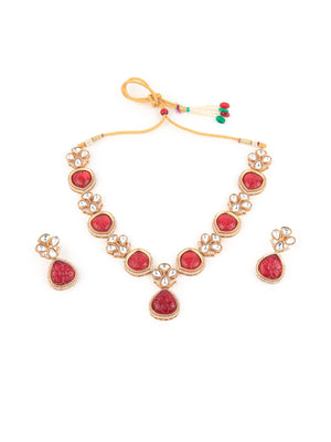 Rajwada White And Red Alloy Jewellery Set For Women