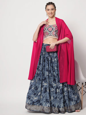 Rajwada - Dark Blue Lehenga Choli Set