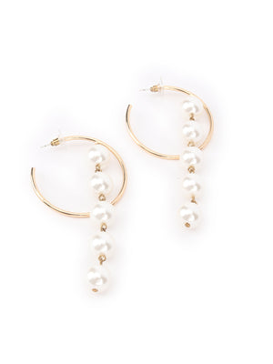 Rajwada Patterned Hoop Earring With Faux Pearls For Women