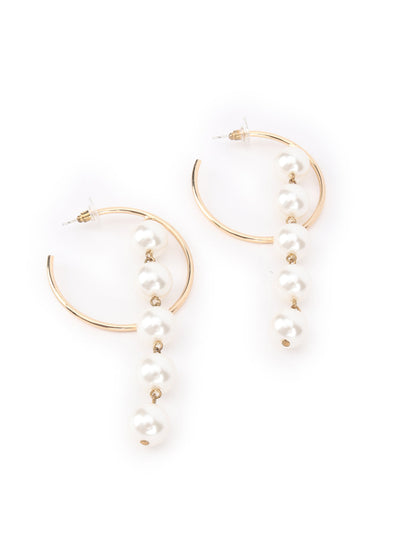 Rajwada Patterned Hoop Earring With Faux Pearls For Women