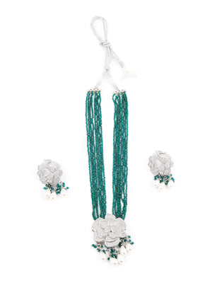 Rajwada Green And White Alloy Jewellery Set For Women