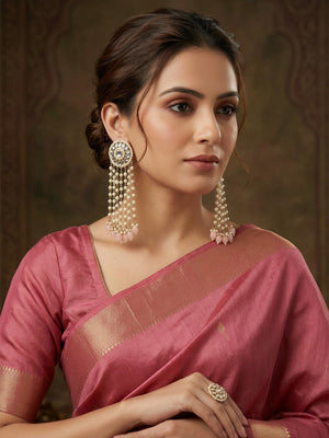 Rajwada White And Golden Alloy Pearl Earrings For Women
