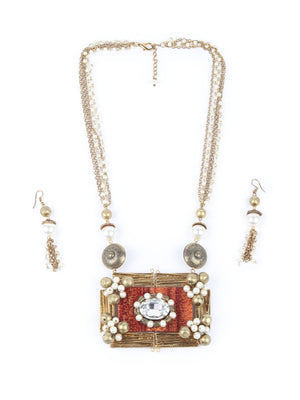 Rajwada Women Gold Tone Multistring Tribal Necklace Set