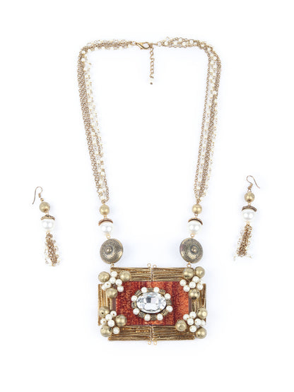 Rajwada Women Gold Tone Multistring Tribal Necklace Set
