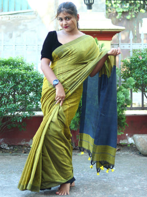 Rajwada Green Cotton  Saree  With Unstitched Blouse for Women
