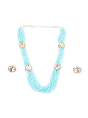 Rajwada Blue And White Alloy Jewellery Set For Women
