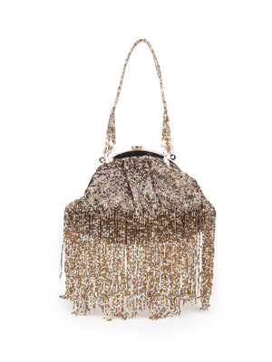 Rajwada Women Stunning Gold And Silver Tassel Batuwa