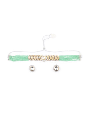 Rajwada White And Green Alloy Jewellery Set For Women