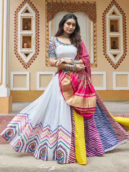 Rajwada Multicolor Cotton Printed Stitched Lehenga With Blouse For Women