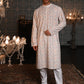 Rajwada Peach Embroidered Cotton Traditional Kurta Set For Men